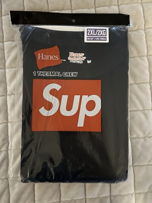 Supreme® Hanes Thermal Crew Neck 1-Pack L/S Top Black Undershirt