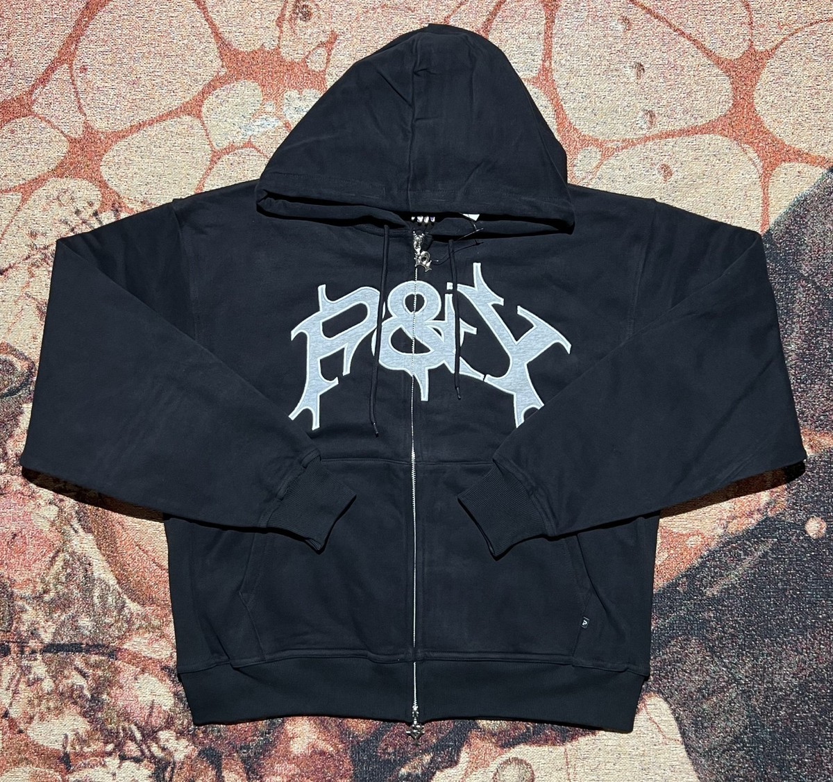 PUNKANDYO P&Y Zip Up Hoodie Hooded Sweatshirt Black Size Large