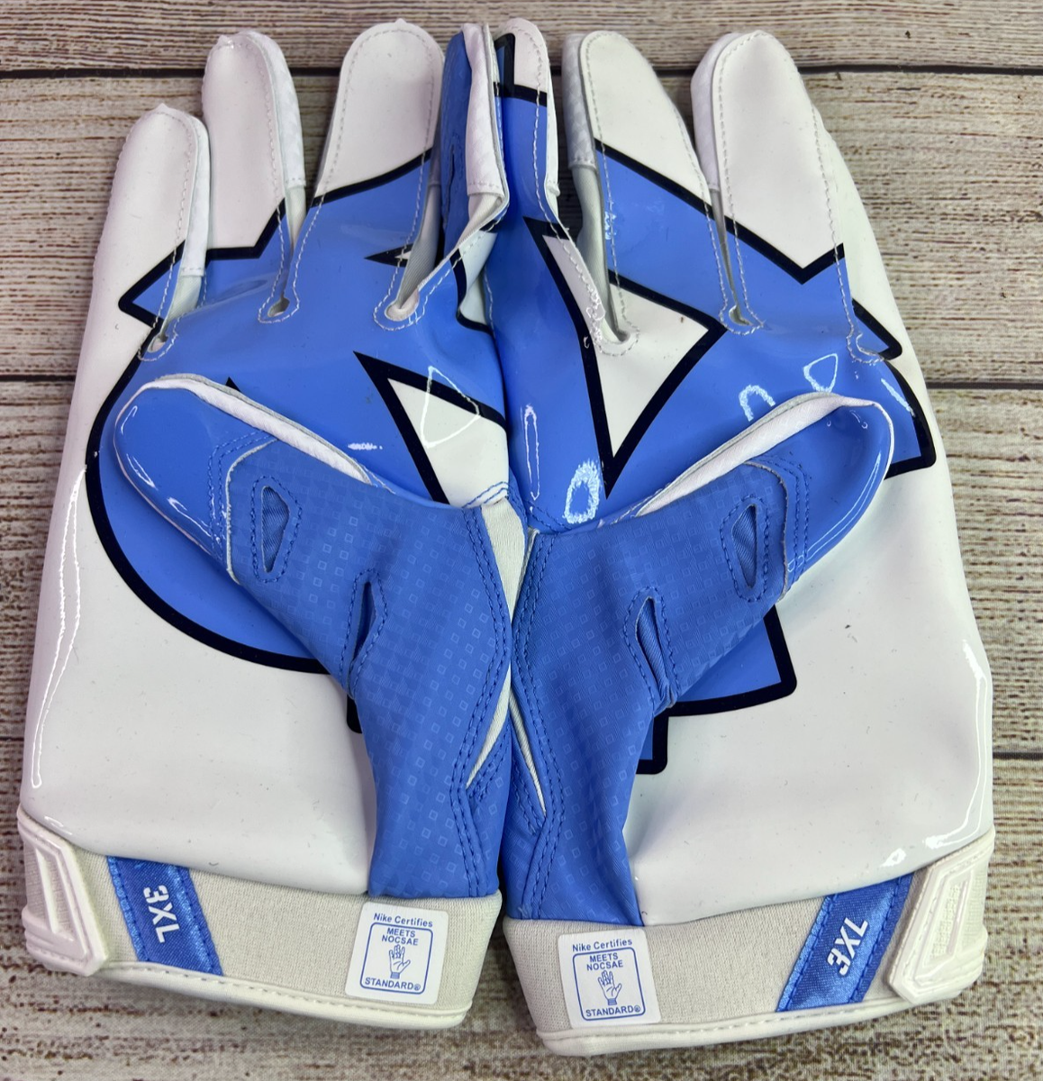NIKE PROMO VAPOR JET 3.0 UNC FOOTBALL PE GLOVES *CAROLINA BLUE