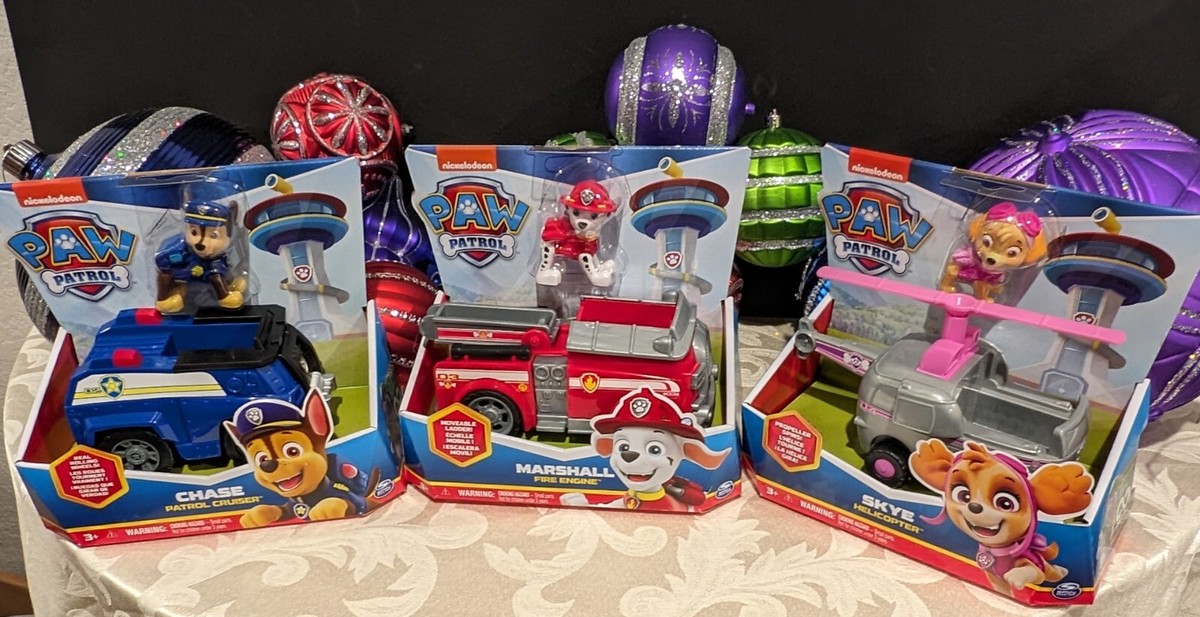 3 PAW PATROL Helicopter & Skye, Cruiser & Chase Fire Engine