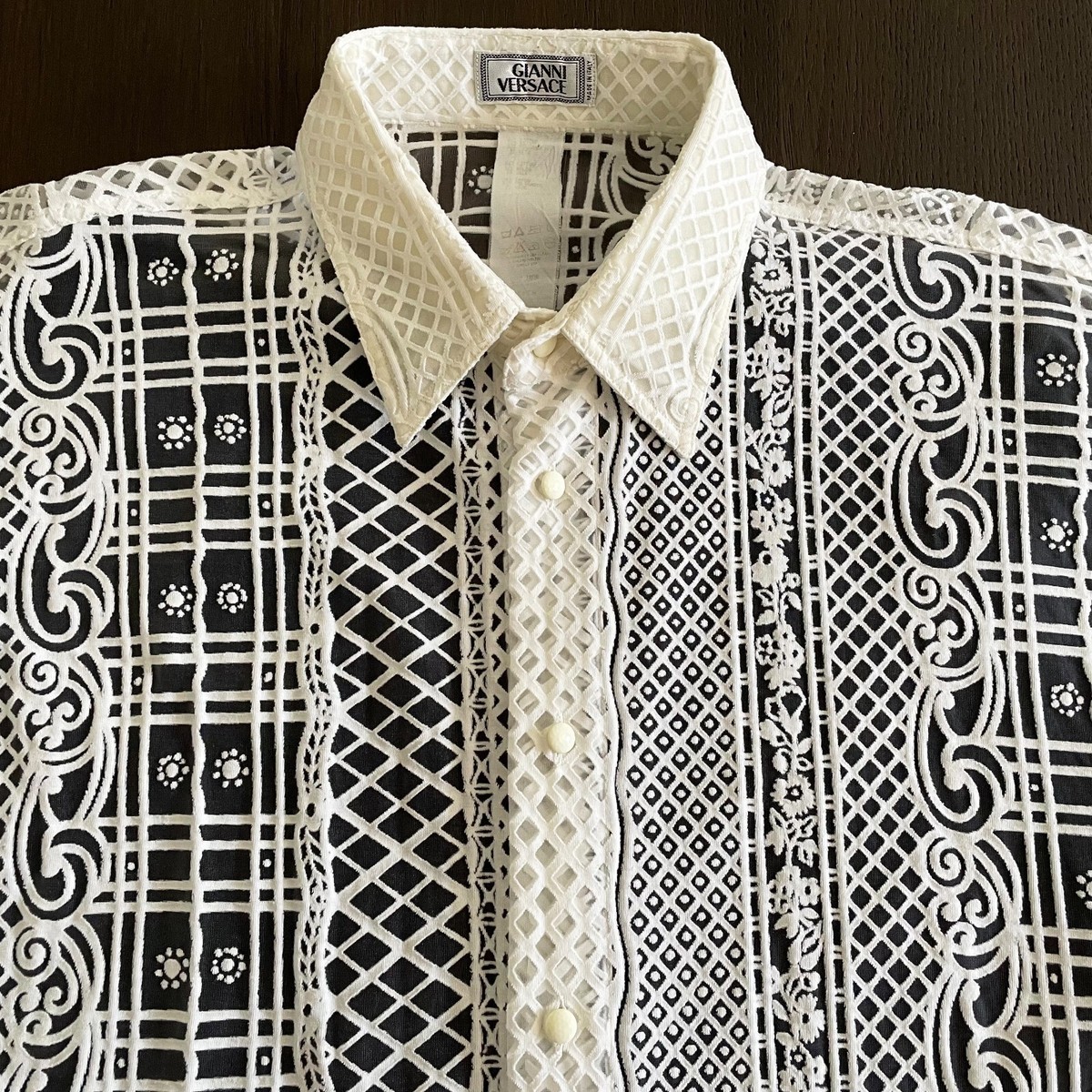GIANNI VERSACE ivory men's sheer shirt size 52 from S/S 1994 | eBay