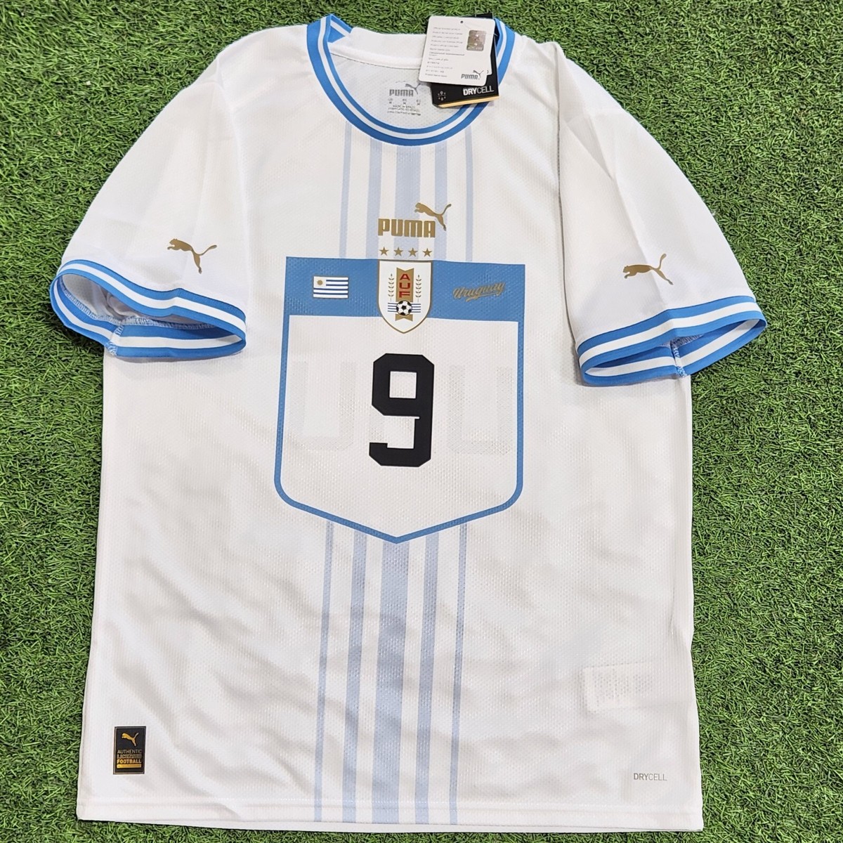 Puma Uruguay Men's Away Jersey 22/23 L. SUAREZ #9 White-Blue | eBay