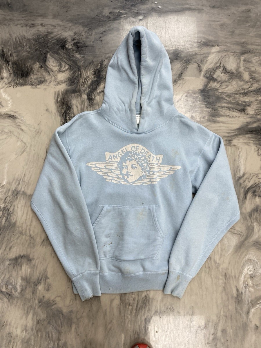 Saint Michael Angel Of Death Hoodie Light Blue Small Authentic | eBay
