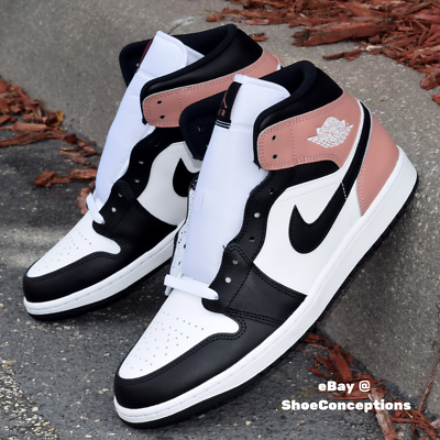 Nike Air Jordan 1 Mid Shoes White Black Rust Pink DQ8426-100 Men's