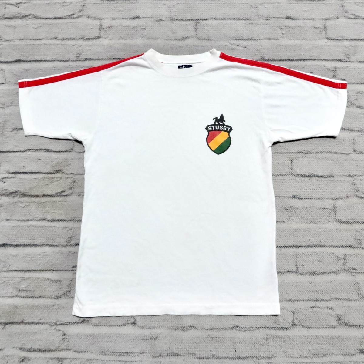 Vintage 90s Stussy Rasta Lion Crest Logo Shirt Size S M Made in