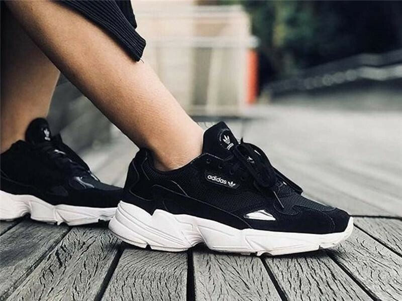 ADIDAS FALCON WOMENS SHOES CHUNKY B28129 BLACK WHITE 100