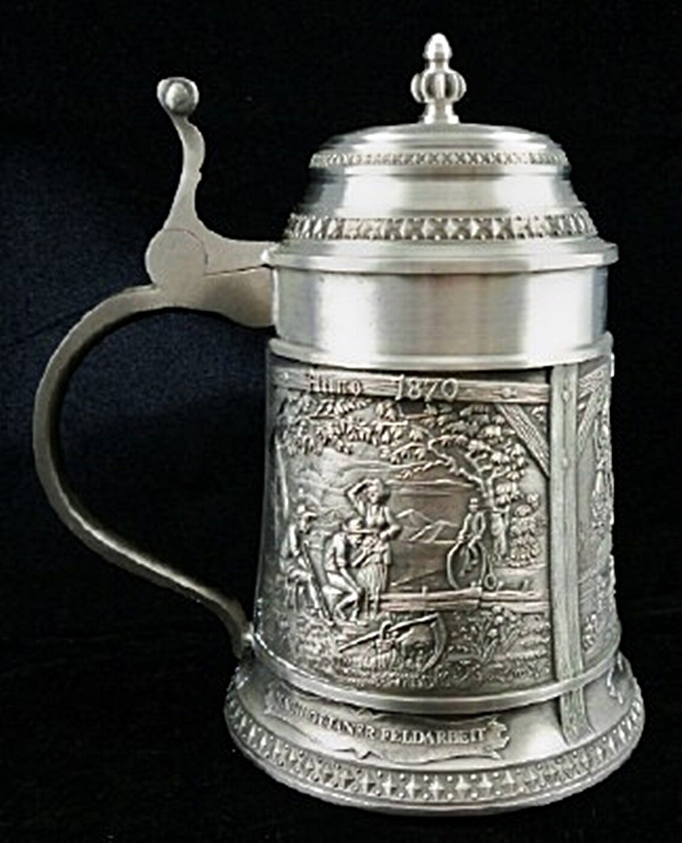 Vintage SKS Zinn 95% Pewter Beer Stein 6-3/4