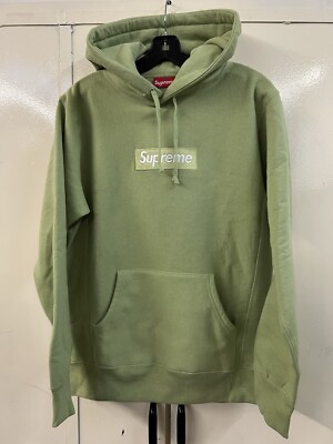 FW16 SUPREME BOX LOGO HOODED SWEATSHIRT HOODIE SAGE OLIVE GREEN