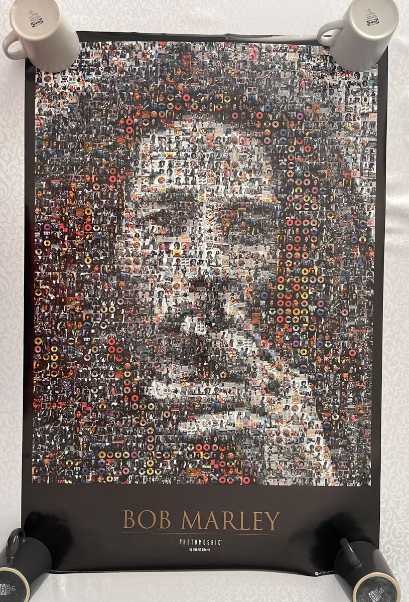 BOB MARLEY, PHOTOMOSAIC BY ROBERT SILVERS, AUTHENTIC 1998 POSTER