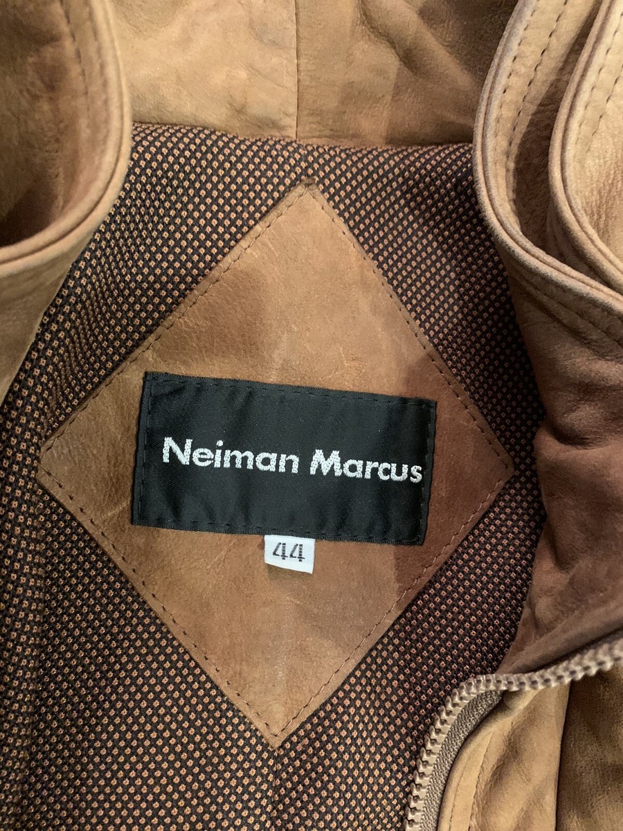 Neiman Marcus Men's Brown Leather Vintage Bomber Jacket/Coat Size
