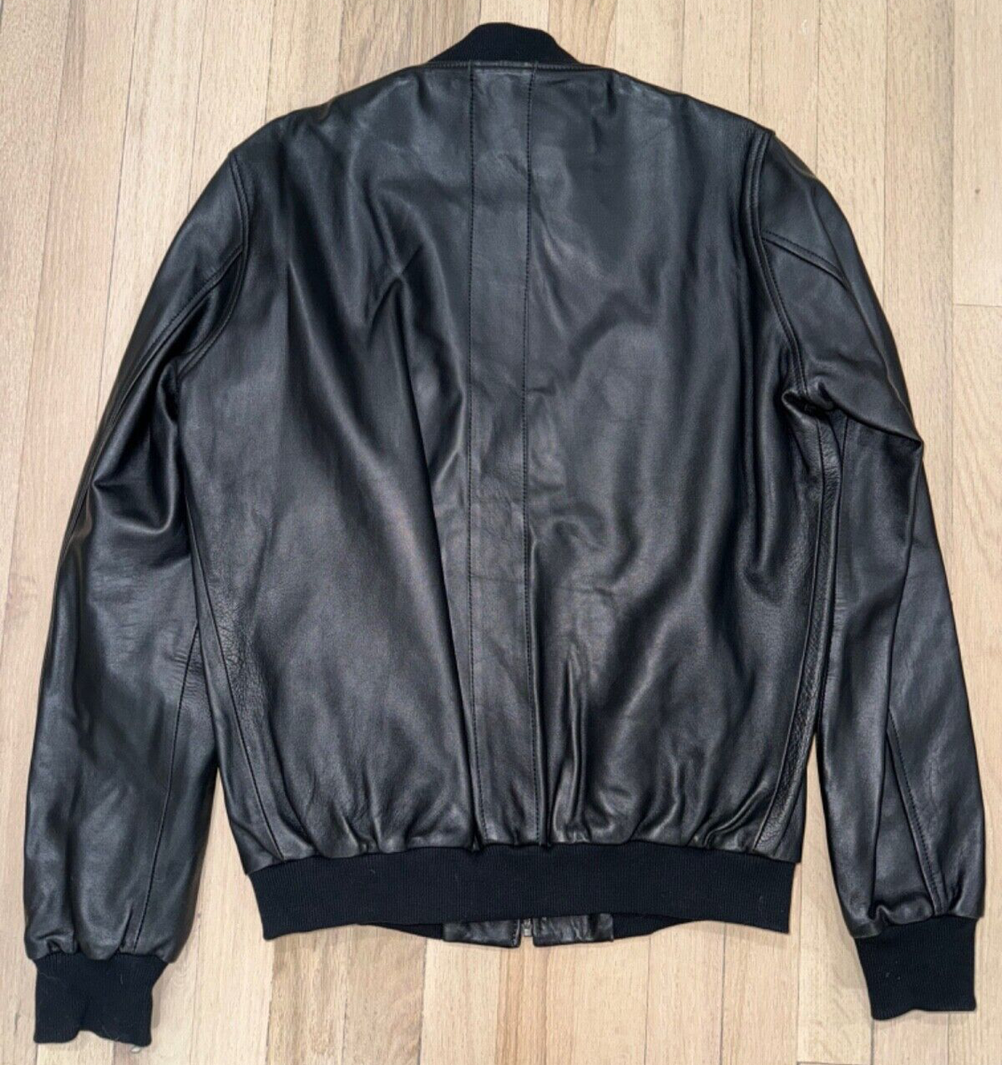 Barneys New York Lot 78 XO Black Leather Bomber Biker Jacket Zip