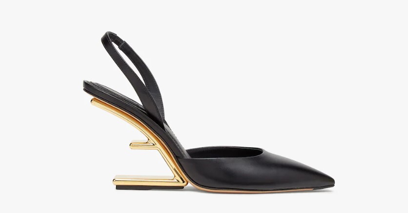 Fendi First Black leather high-heeled slingback Pumps Fendi