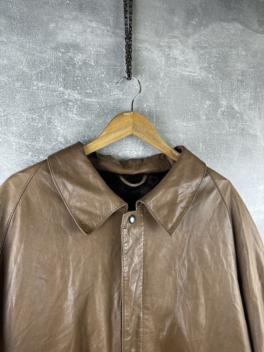 Hermes Sport Archives 80s Luxury Real Fur Leather Brown Coat Sz L