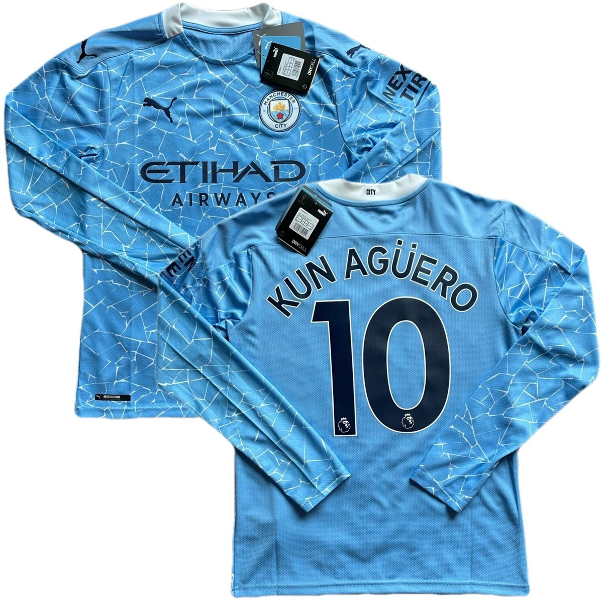 2020/21 Manchester City Home Jersey #10 Kun Aguero Small Puma Long
