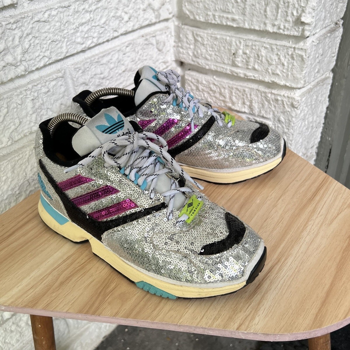 Adidas Originals ZX 4000 Sequin Sneakers Women's Size 6 Silver