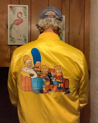 Men's Yellow The Simpsons Family Lightweight Satin Jacket | eBay