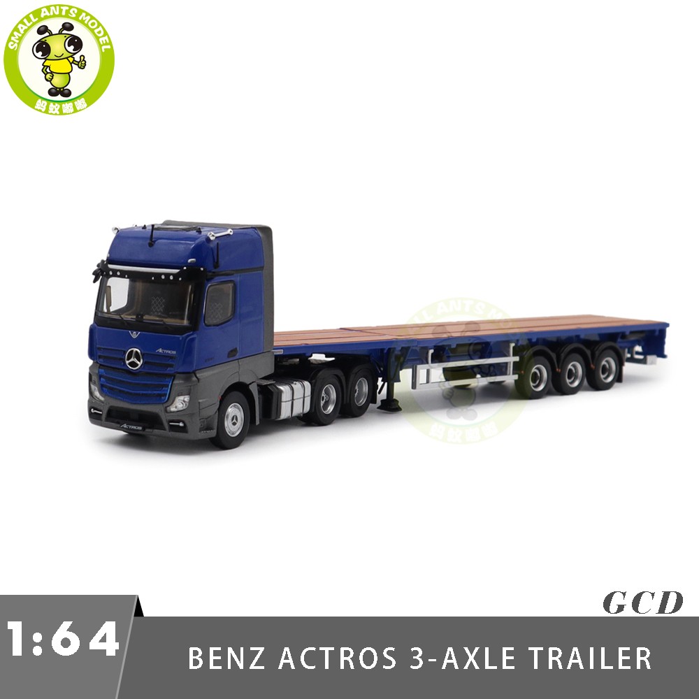 1/64 GCD Benz Actros Gigaspace Blue Trailer Truck Diecast Model