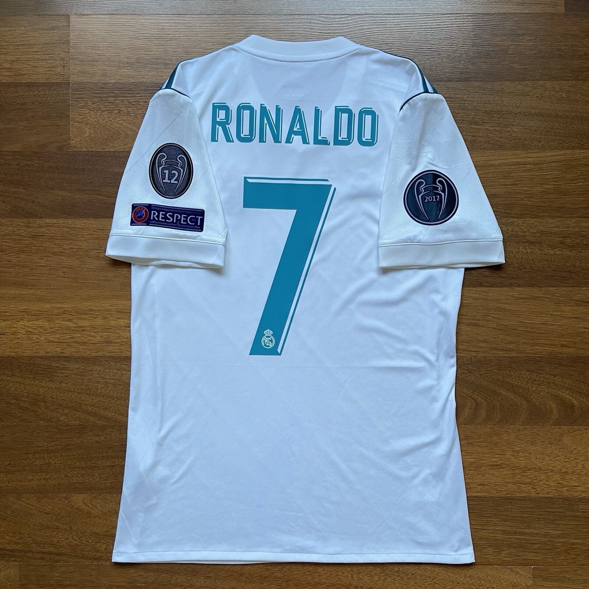 REAL MADRID ADIDAS 2017/2018 FOOTBALL HOME JERSEY #7 RONALDO SIZE