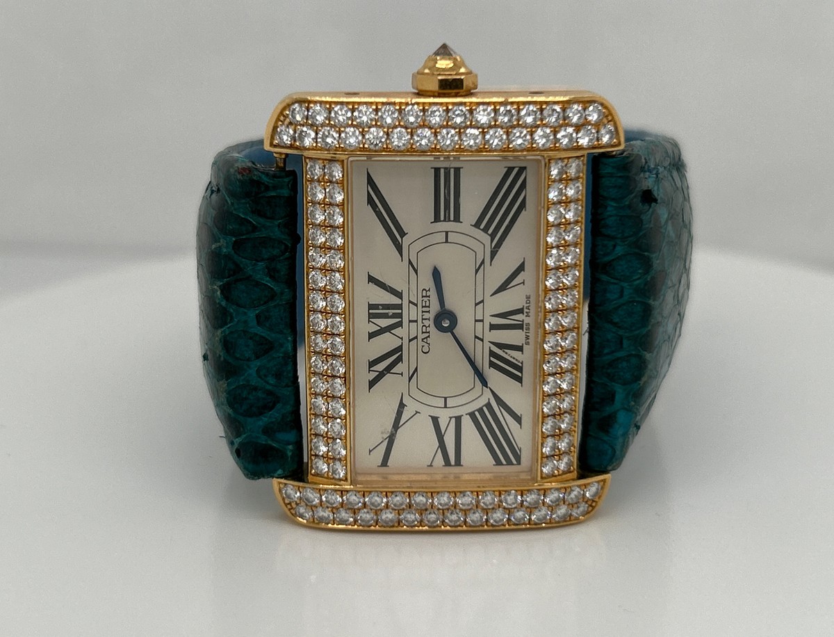 Cartier 2602 Tank Divan Diamond 18k White Gold Quartz 38mm Watch