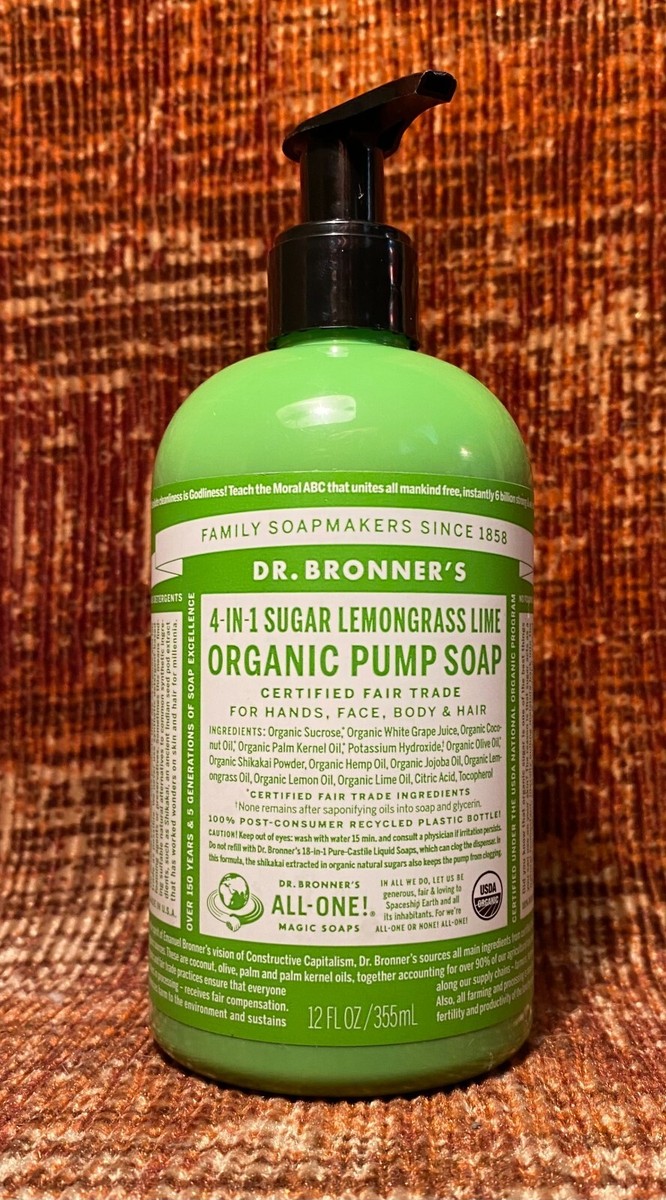 Dr.Bronner 4-in-1 Sugar Lemongrass Lime Soap, 1 Bottle - 12 oz