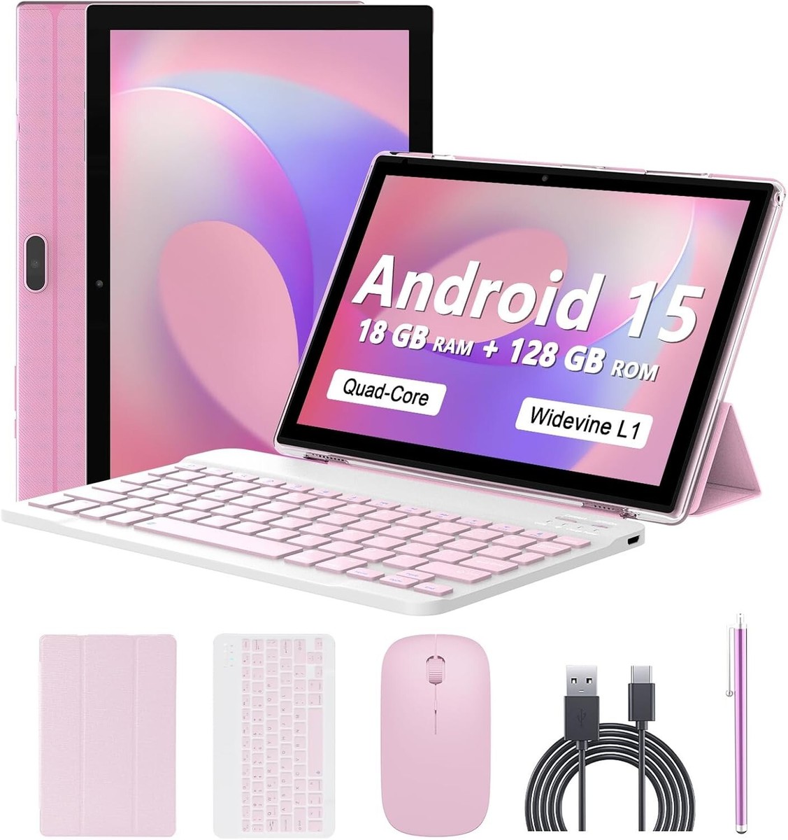 Android 15 Tablet 10 Inch, 18GB RAM+128GB ROM/2TB Expandable