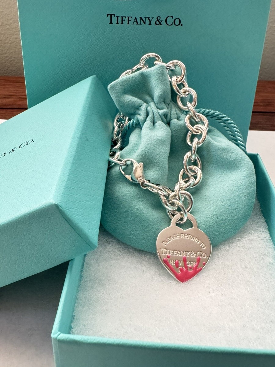 Tiffany & Co. Return to Tiffany Pink Splash Heart Tag Silver