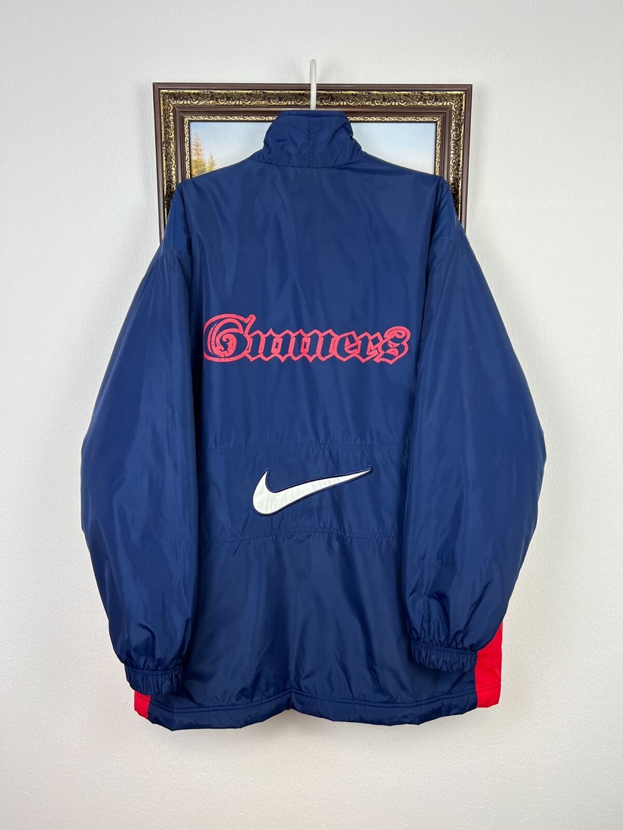 Vintage 90's Nike Arsenal Football Jacket Soccer Blue Bomber