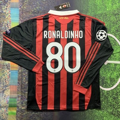 Ronaldinho #80 AC Milan 2009/10 Long Sleeve Jersey | Retro Men's