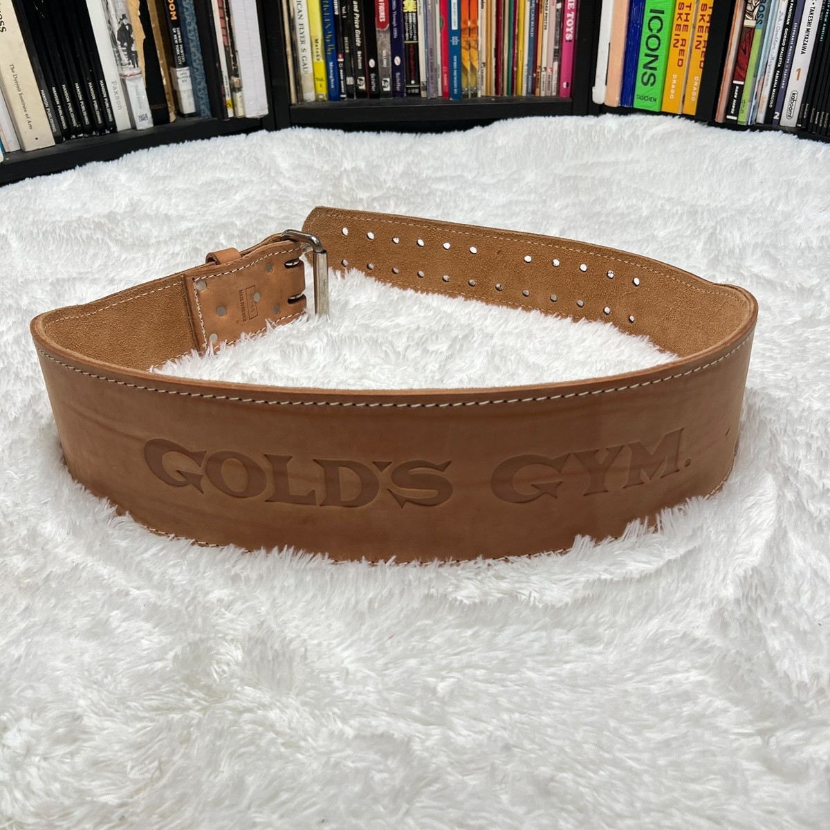 VINTAGE GOLDS GYM WEIGHT LIFTING BELT BROWN LEATHER SIZE XL 42-46