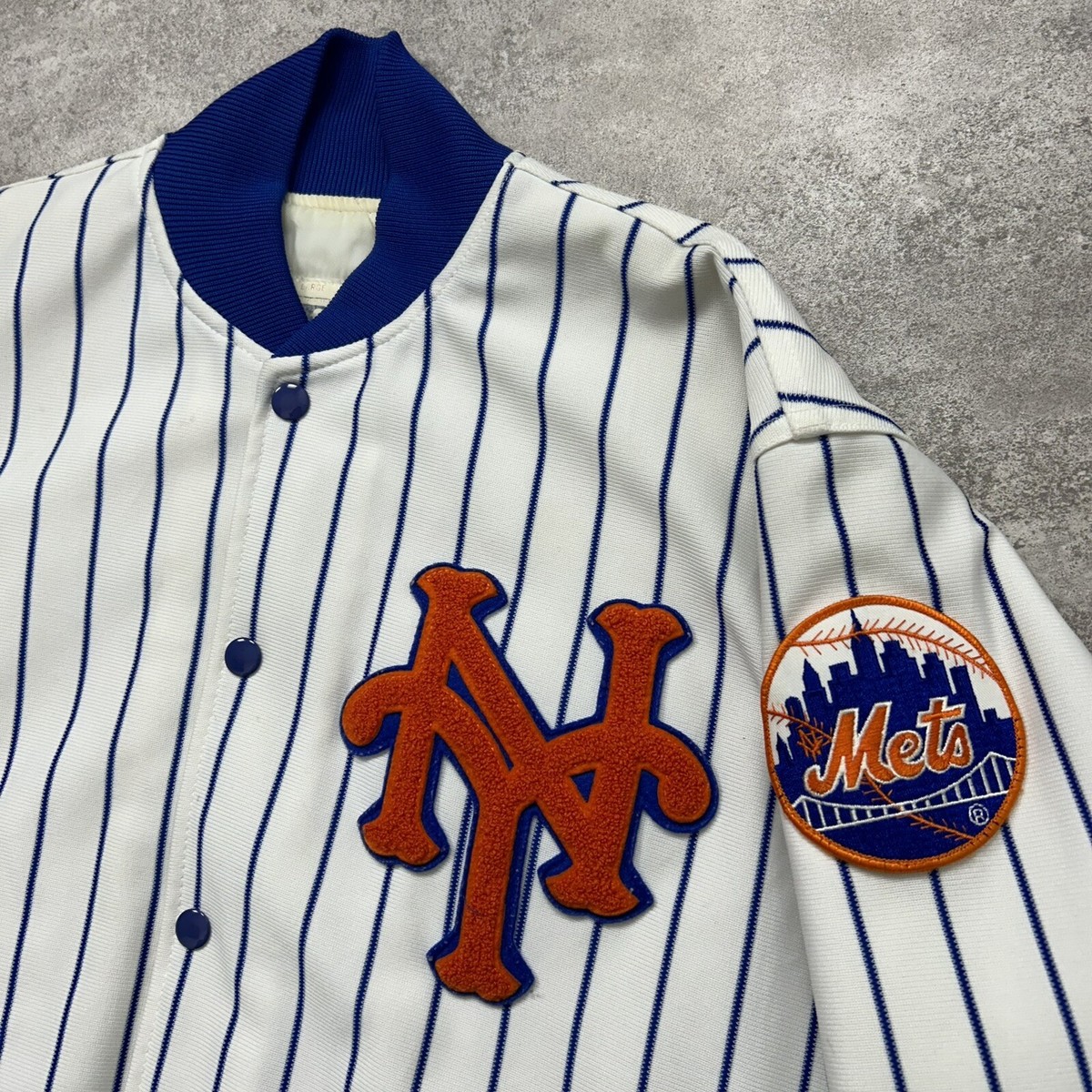 VTG 80s 90s MLB NEW YORK METS FELCO PINSTRIPE BOMBER JACKET SIZE L