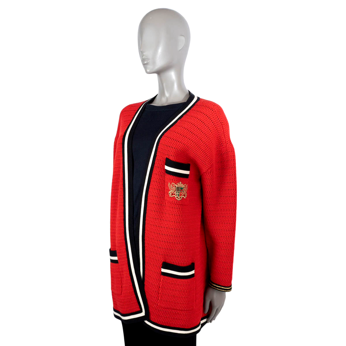 68913 auth GUCCI red cotton 2018 CROCHET KNIT CARDIGAN Jacket M | eBay