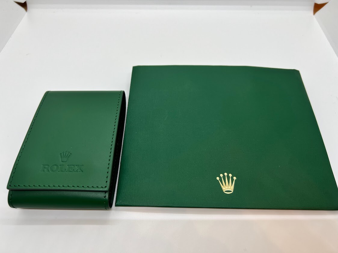 ROLEX Watch Case Green Leather Protection Soft Travel Pouch Watch