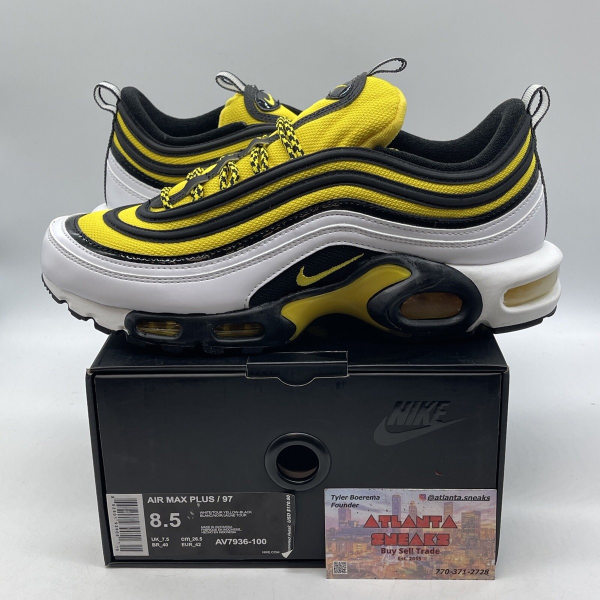 Size 8.5 - Nike Air Max Plus 97 Frequency Pack Yellow White Black