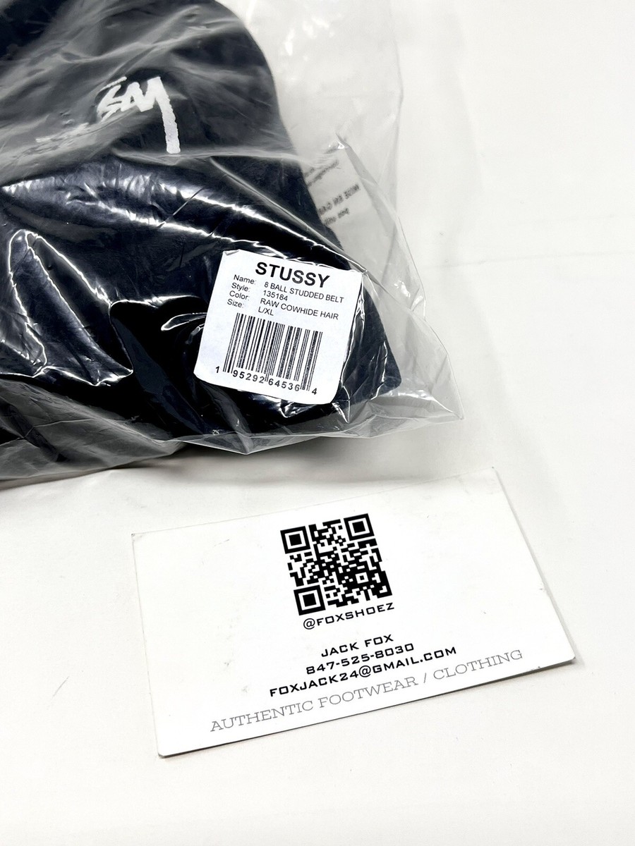 Stussy 8 Ball Studded Belt Raw Cow Hide Hair Tan Beige - Size