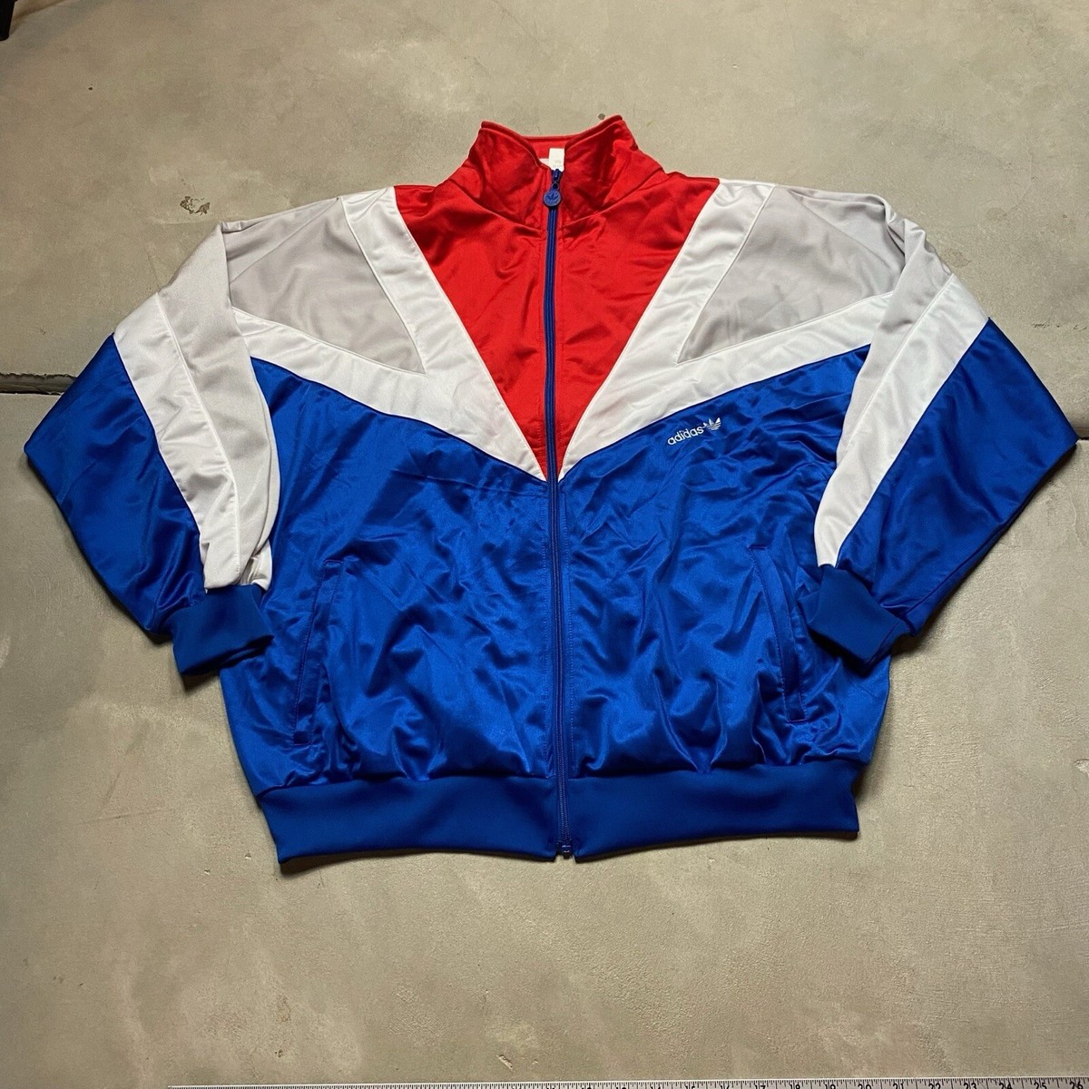 Vintage Adidas Trefoil Track Jacket 80s XL COLORBLOCK Red White