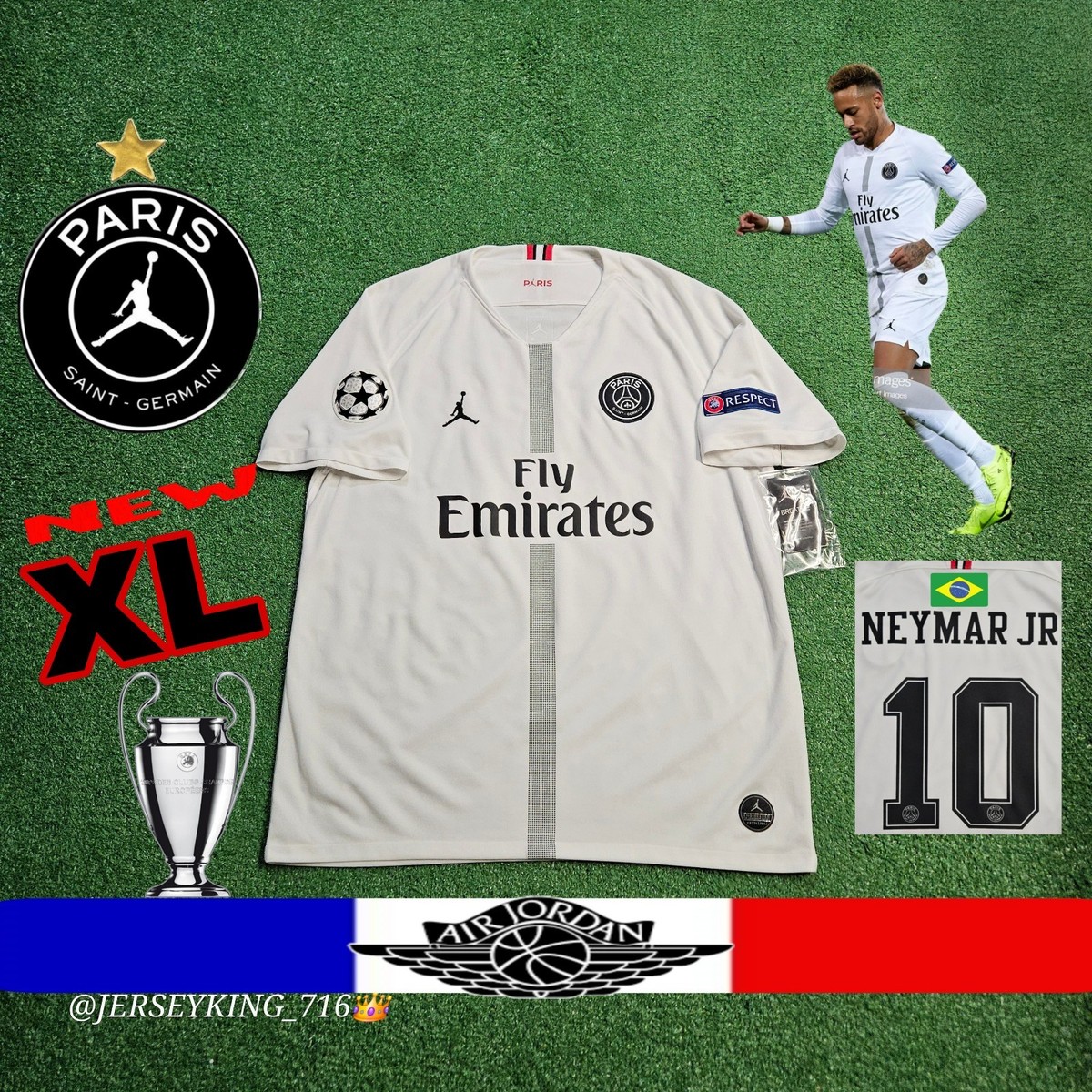 🔥🇫🇷 Jordan PSG Neymar Jr #10 18/19 Champions League Away Jersey
