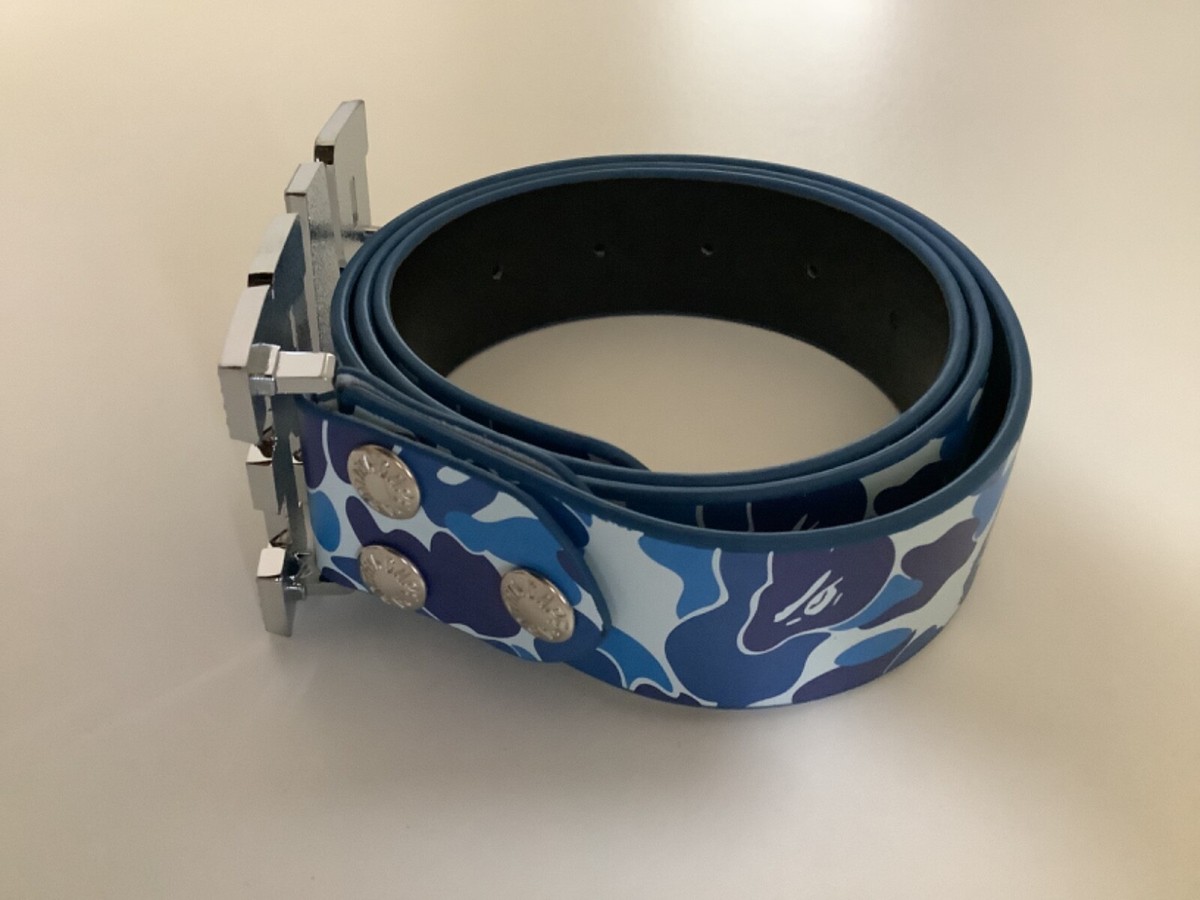 Authentic a bathing ape bape abc camo leather belt blue L new | eBay