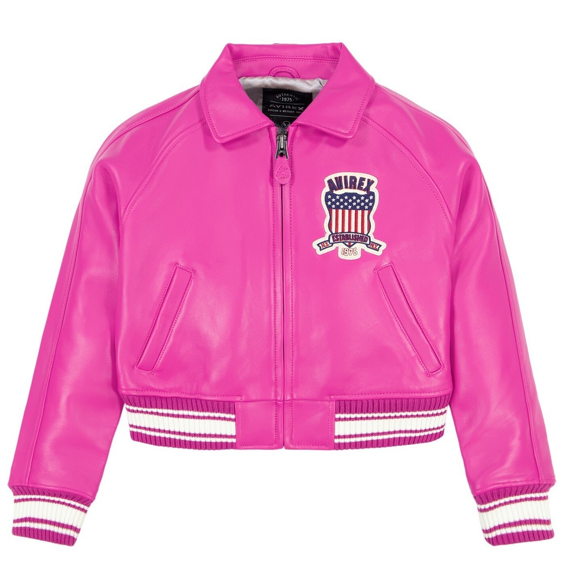 Women Avirex Pink Bomber American Style Flight Real Leather Jacket
