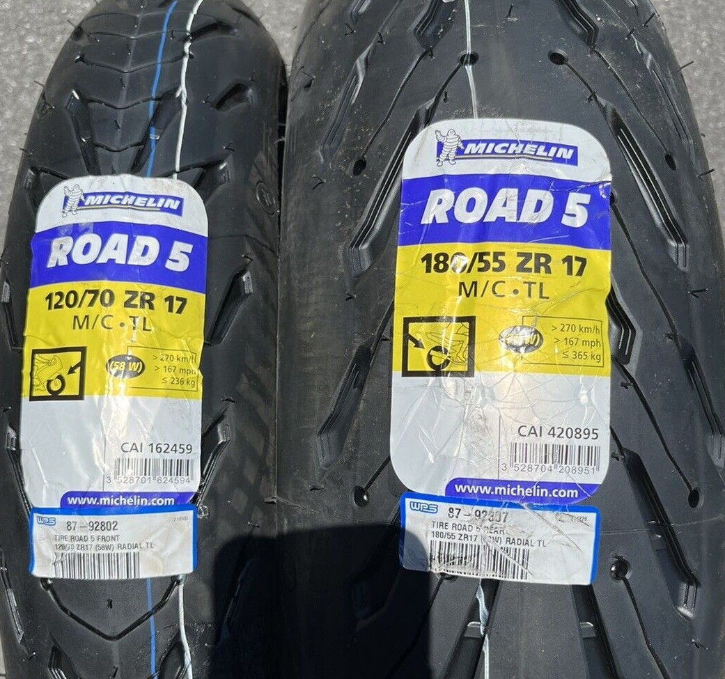 MICHELIN PILOT ROAD 5 TIRE SET 120/70-17 FRONT AND 180/55-17 REAR