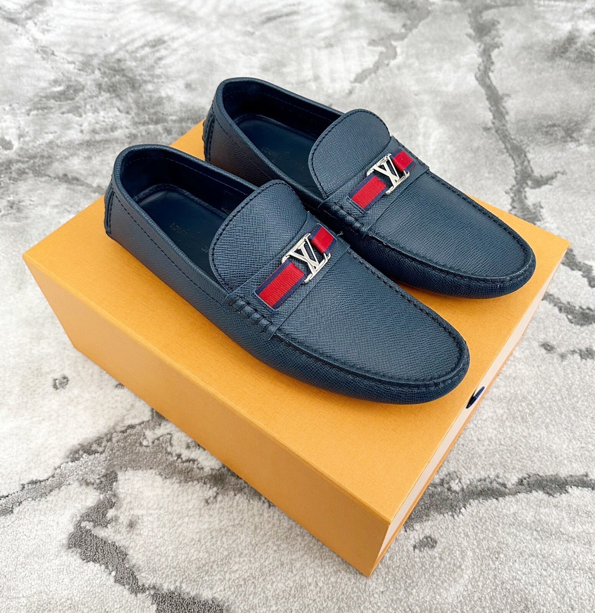 Authentic Louis Vuitton Hockenheim Blue Mens Moccasin/Loafer US10