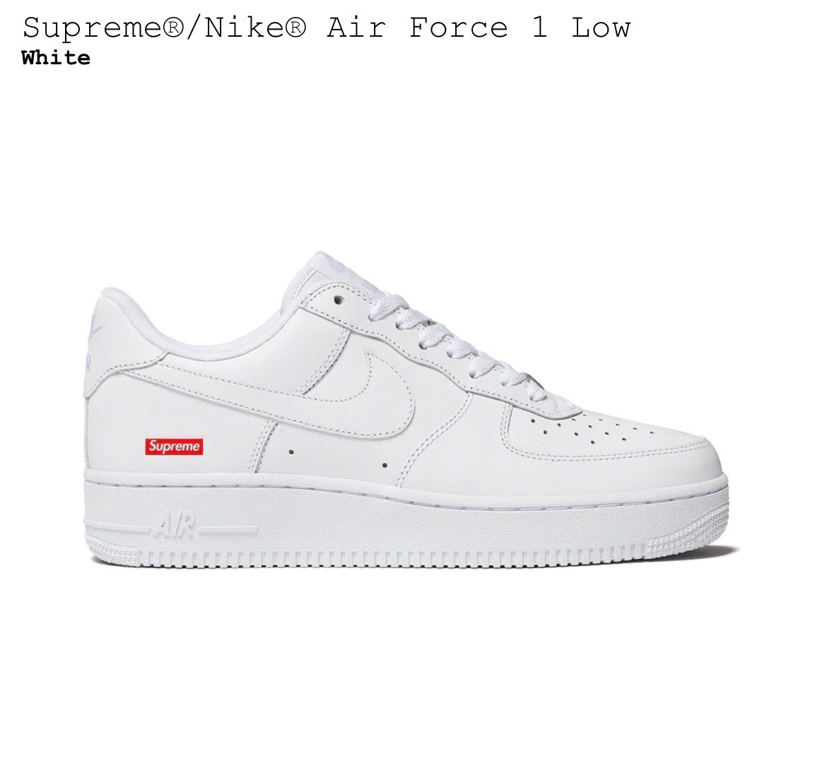 Brand New Supreme x Nike Air Force 1 Low White Men's - Size 9.5