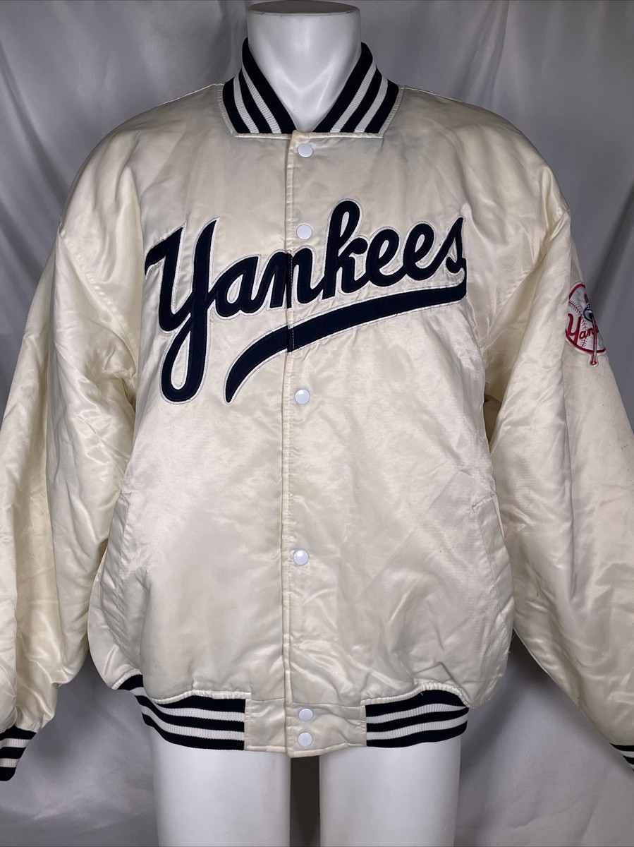 VTG New York Yankees Majestic White Dugout Satin Jacket Men's XXL