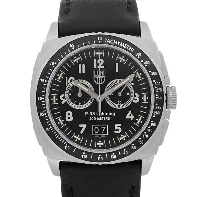 Luminox P-38 Lightning Steel Chronograph Black Dial Quartz Mens