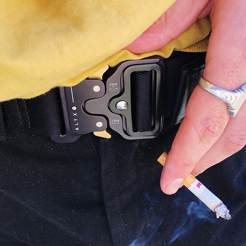 Black Silver 1017 ALYX 9SM Nylon Canvas Safety Buckle Belt Metal