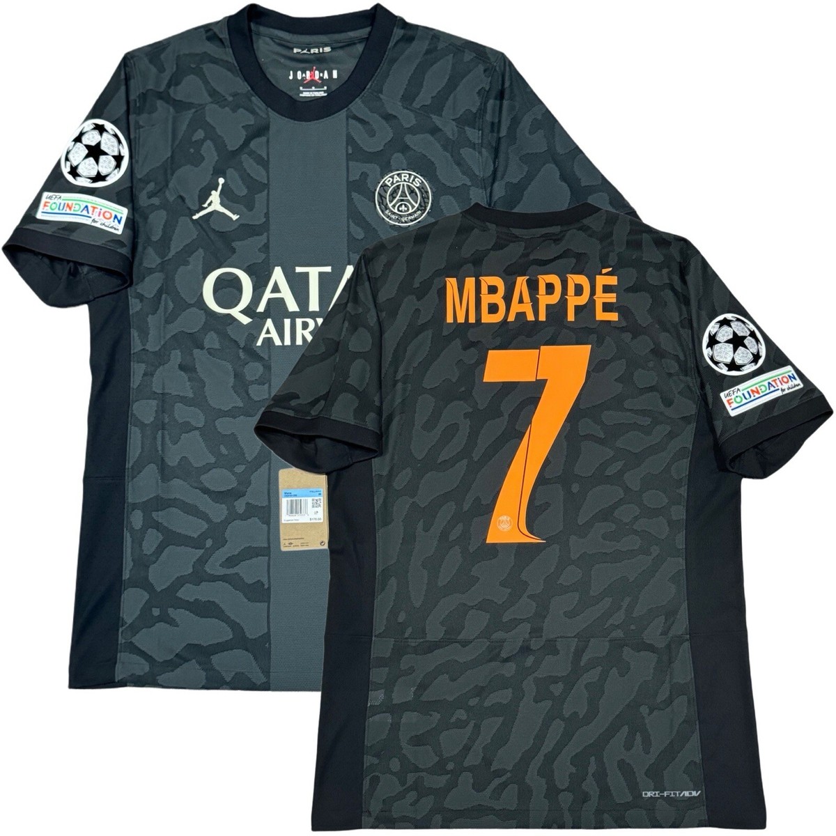 2023/24 PSG Authentic Third UCL Jersey #7 Mbappe Medium Jordan