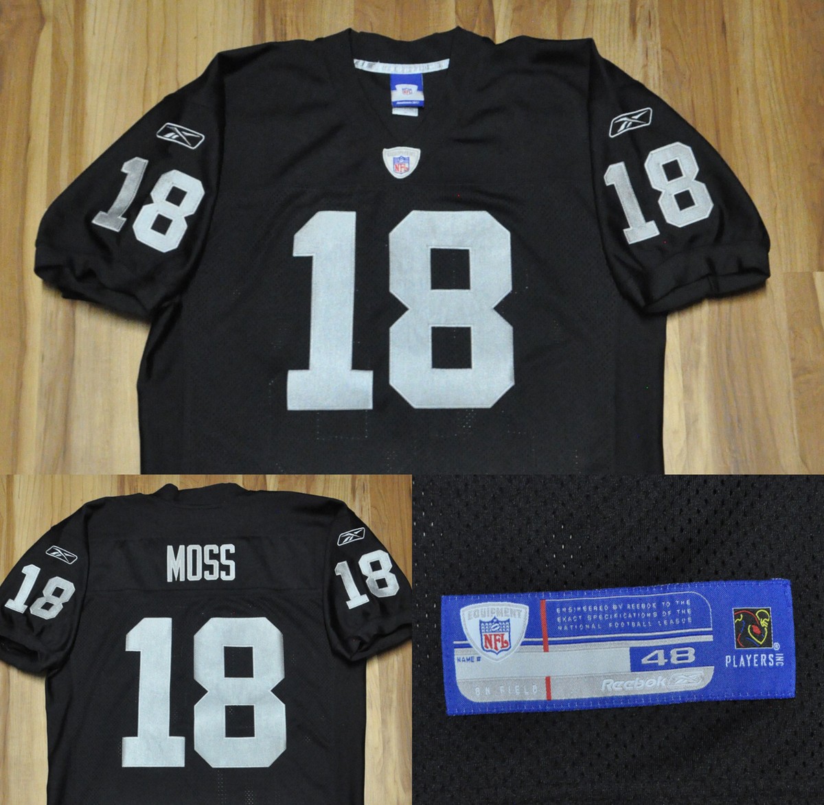 Randy Moss Oakland Raiders Reebok Jersey Authentic Black NFL Men