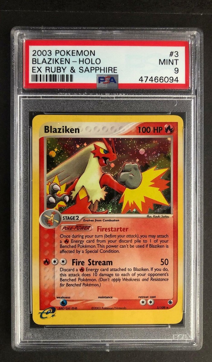 2003 Pokemon Blaziken Holo PSA 9 Mint Ex Ruby & Sapphire #3/109
