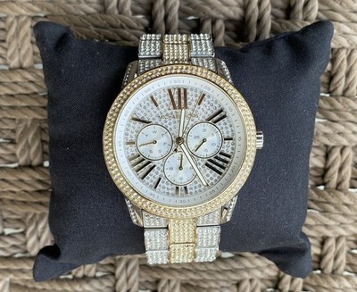 VGC Michael Kors MK-6934 MK6934 Oversized Brynn Pave 2 Tone Men