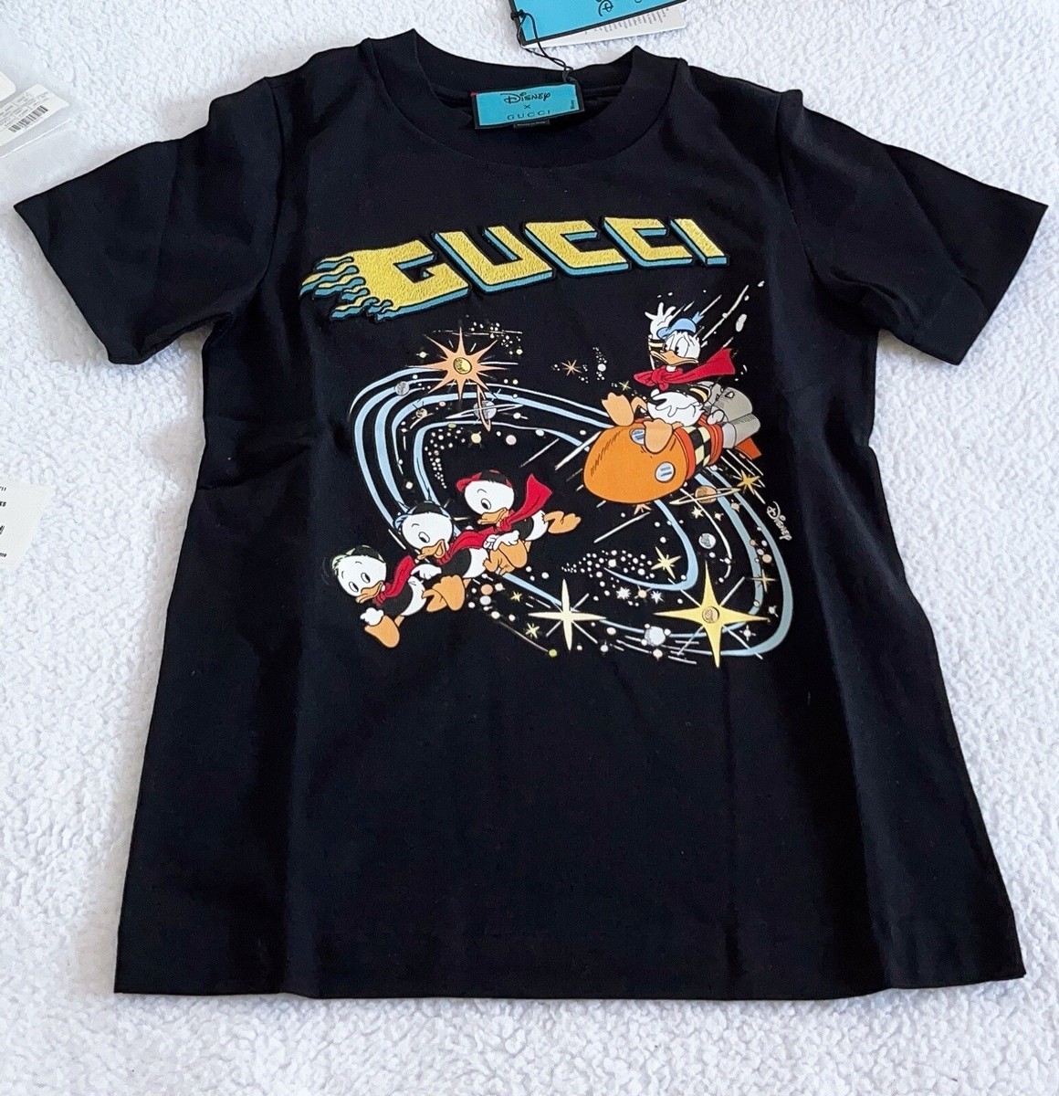 New GUCCI X DISNEY DONALD DUCK Rocket Embroidered Logo Cotton