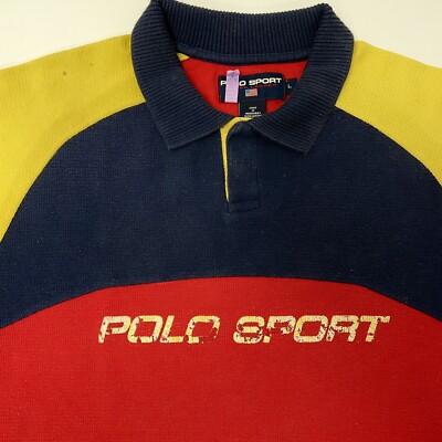 Vtg 90's Ralph Lauren POLO Sport SPELLOUT Streetwear COLOR BLOCK